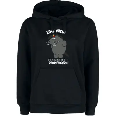 Chubby Unicorn - Enhörning Luvtröja - Lass mich! Ich muss mich da jetzt reinsteigern! - S XL - för Dam - svart