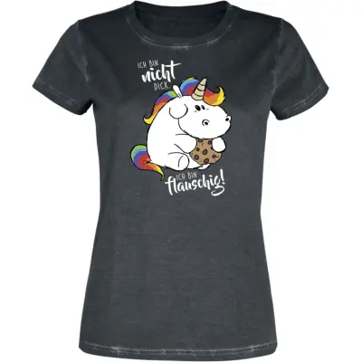Chubby Unicorn - Enhörning T-shirt - Ich bin nicht dick. Ich bin flauschig! - S 3XL - för Dam - flerfärgad