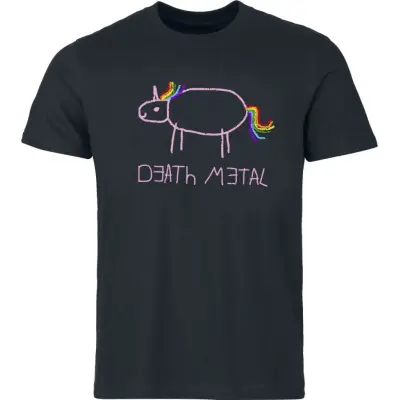 Death Metal Unicorn - Fun T-shirt - S 3XL - för Herr - rosa