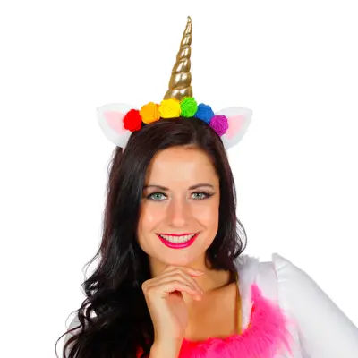 Diadem Enhörning med Guldhorn - One size