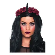 Enhörning Diadem Svart med Rosor Deluxe - One size