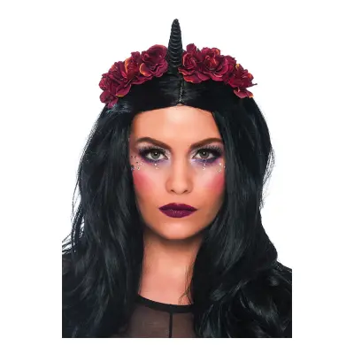 Enhörning Diadem Svart med Rosor Deluxe - One size