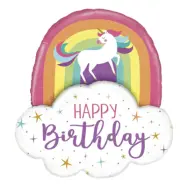 Folieballong Unicorn Rainbow Birthday