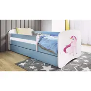 Kocot Kids Barnsäng - Babydreams Blå - Unicorn Med Låda Och Madrass 180x80 Cm