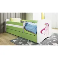 Kocot Kids Barnsäng - Babydreams Grön - Unicorn Med Madrass 160x80 Cm