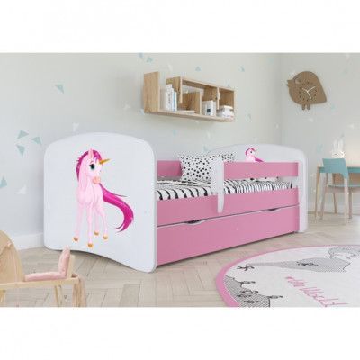 Kocot Kids Barnsäng - Babydreams Rosa - Unicorn Med Madrass 160x80 Cm