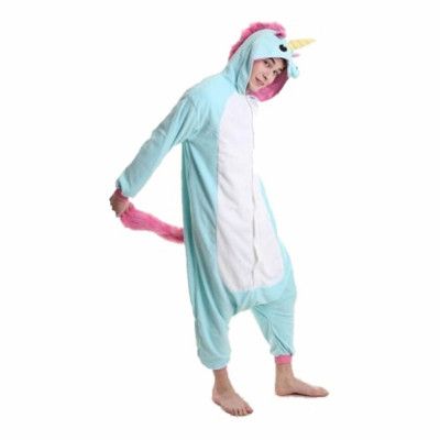 Blå Enhörning Kigurumi - Medium