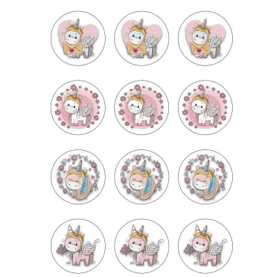 Muffinsbilder Unicorn / Enhörning 12-pack