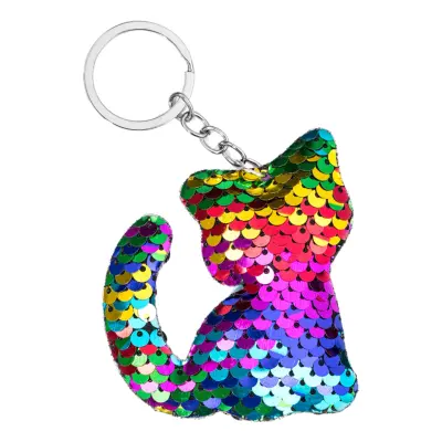 Nyckelring Katt Paljetter