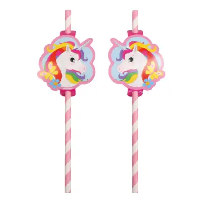 Papperssugrör Enhörning - 8-pack