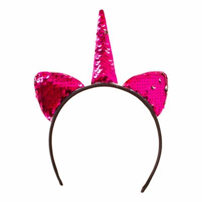 Rosa Diadem Enhörning med Paljetter - One size