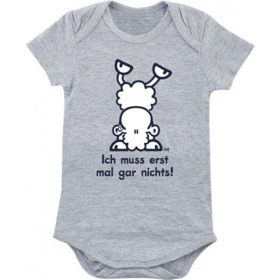 sheepworld - Enhörning Body - Ich muss erst mal gar nichts! - 50/56 74/80 - för barn - gråmelerad