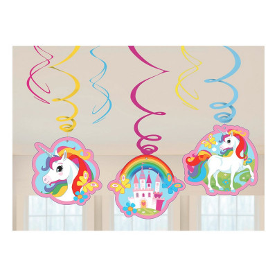 Swirls Unicorn Hängande Dekoration - 6-pack