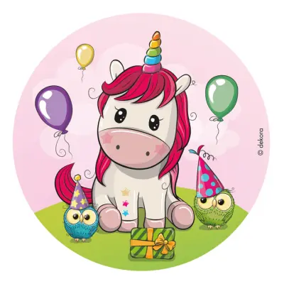 Tårtbild Unicorn&Ugglor 20 cm
