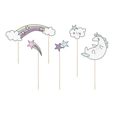 Tårtdekorationer Unicorn - 5-pack