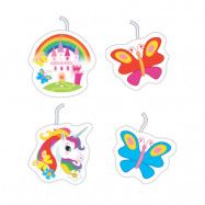 Tårtljus Unicorn Rainbow 4-pack mini
