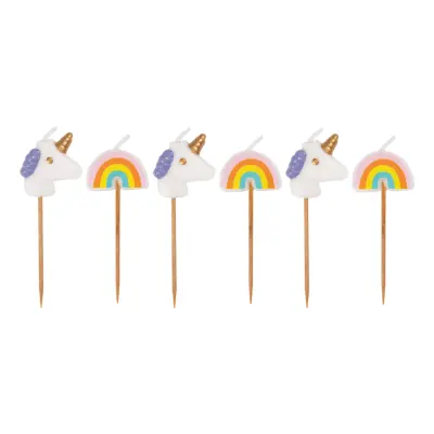 Tårtljus Unicorn Rainbow - 6-pack