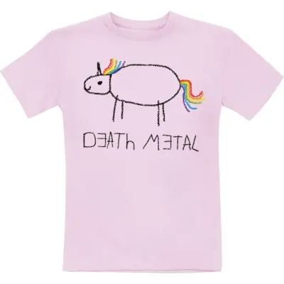 Tierisch - Enhörning T-shirt - Barn - Death Metal Unicorn - 104 140 - för barn - rosa