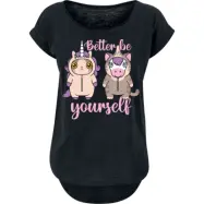 Tierisch - Enhörning T-shirt - Einhorn - Katze - Better Be Yourself - S 3XL - för Dam - svart