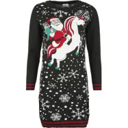 Ugly Christmas Sweater - Fun Halvlång klänning - Santa Riding Unicorn - S XXL - för Dam - flerfärgad
