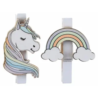 Unicorn på tvättklämmor 6-pack