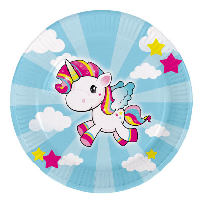 Papperstallrikar Enhörning - 8-pack