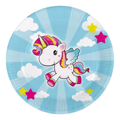Papperstallrikar Enhörning - 8-pack
