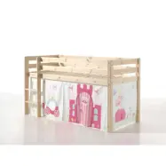 Vipack Miniloftsäng Natur Med Gardin - Princess