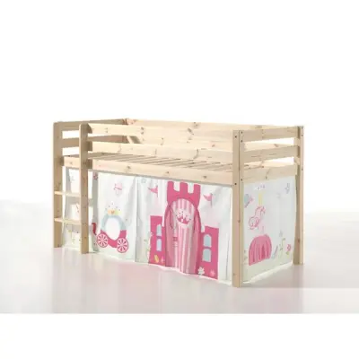 Vipack Miniloftsäng Natur Med Gardin - Princess