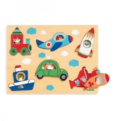 Djeco - Pussel - Coucou Vroum Relief Puzzle, 6 pcs