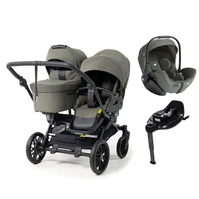 Emmaljunga Double Sento syskonvagn 2027 + Joie i-Level Pro babyskydd + isofixbas