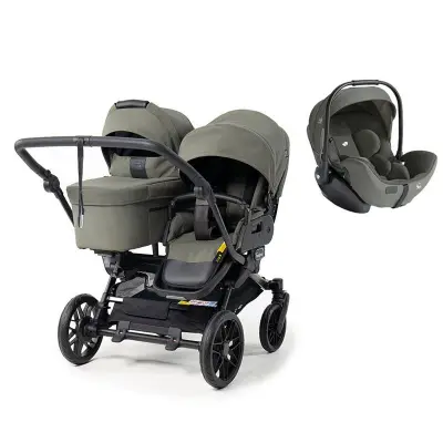 Emmaljunga Double Sento syskonvagn 2027 + Joie i-Level Pro babyskydd