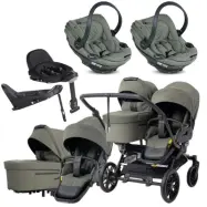 Emmaljunga Double Sento tvillingvagn 2027 + BeSafe Go Beyond 2 babyskydd + isofixbas