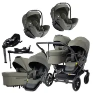Emmaljunga Double Sento tvillingvagn 2027 + Joie i-Level Pro babyskydd + isofixbaser