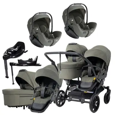 Emmaljunga Double Sento tvillingvagn 2027 + Joie i-Level Pro babyskydd + isofixbaser