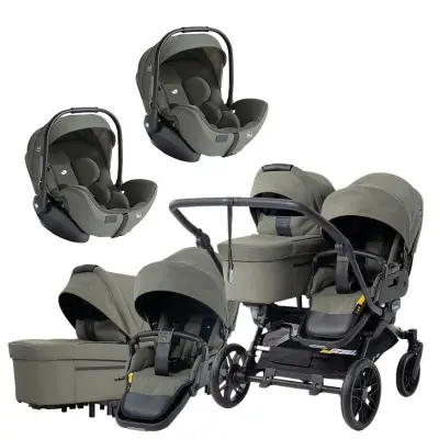 Emmaljunga Double Sento tvillingvagn 2027 + Joie i-Level Pro babyskydd