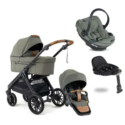 Emmaljunga Sento Max duovagn Flat+ 2027 + BeSafe Go Beyond 2 babyskydd + isofixbas