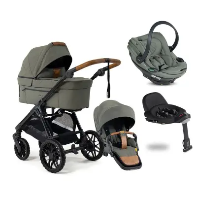 Emmaljunga Sento Pro duovagn Flat+ 2027 + BeSafe Go Beyond 2 babyskydd + bas