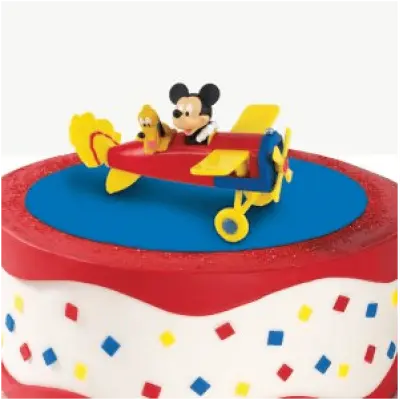 Tårtdekoration Musse Pigg&Pluto i flygplan