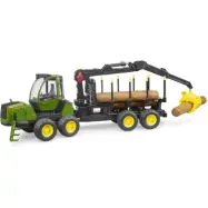 John Deere 1210E Skotare + Kran och Stockar - Bruder - 60 cm