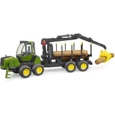 John Deere 1210E Skotare + Kran och Stockar - Bruder - 60 cm