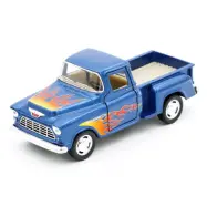 1955 Chevy Stepside Pick-up - Flames - Kinsmart - 1:32 - Blå