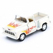 1955 Chevy Stepside Pick-up - Flames - Kinsmart - 1:32 - Vit