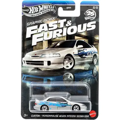 Custom Acura Integra Sedan GSR - Silver - F&F - Graphic Remix - Hot Wheels