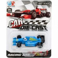 F1-bil som leksak i olika färger - 7,5 cm - Blå med text