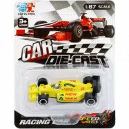 F1-bil som leksak i olika färger - 7,5 cm - Gul med text