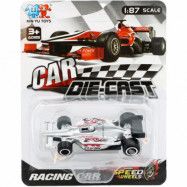 F1-bil som leksak i olika färger - 7,5 cm - Silver med flames
