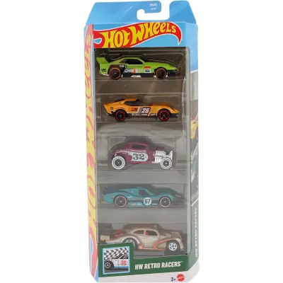 HW Retro Racers - 5-pack leksaksbilar - Hot Wheels