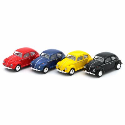 VW Beetle 1967 - Svart Flower Power - Kinsmart - 6 cm