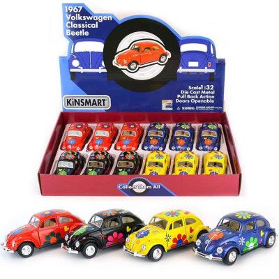 VW Beetle 1967 Blommig Bil med Pullback : Färg - Gul - Leksaksaffären -  Leksaksaffären